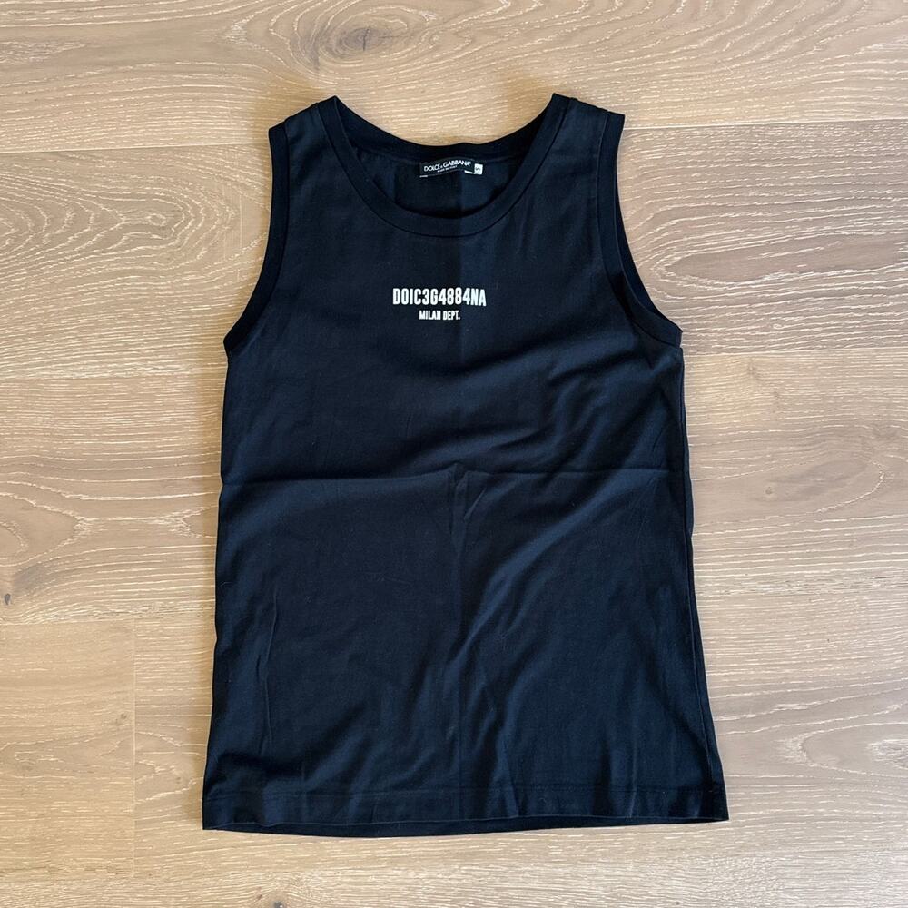 Dolce & Gabbana Tank Top Logo Print Size S Black White